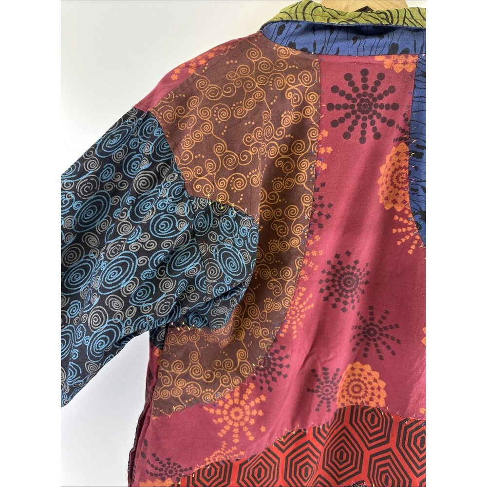 Cotton Patchwork Full Zip Jacket Collared Fleece … - image 8